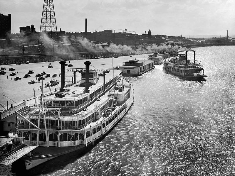Речные судна на набережной, Луисвилль, Кентукки, 1930 год