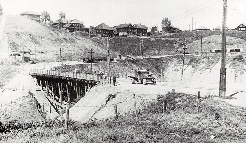 Трамвайный мост через реку Егошиху в 1929 году
