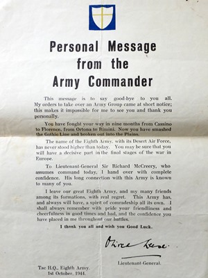 Personal message from the army commander.
