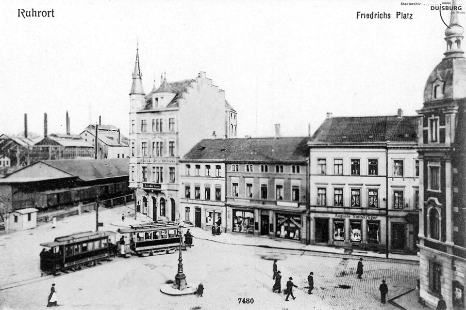 Фридрихплац, район Рурорт, Дуйсбург. [1900]. Городской архив Дуйсбурга. Рурорт, транспорт. №8.
