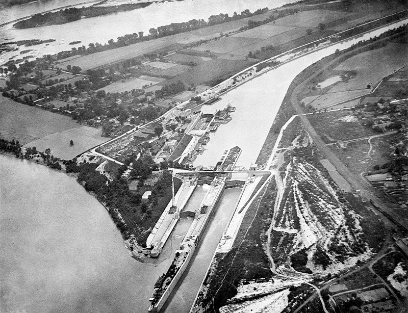 Вид с высоты птичьего полета на канал Луисвилль-Портленд, Луисвилль, Кентукки, 1922 год