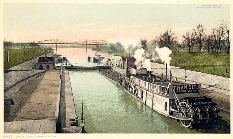 View down the canal, canal locks, Louisville, Kentucky